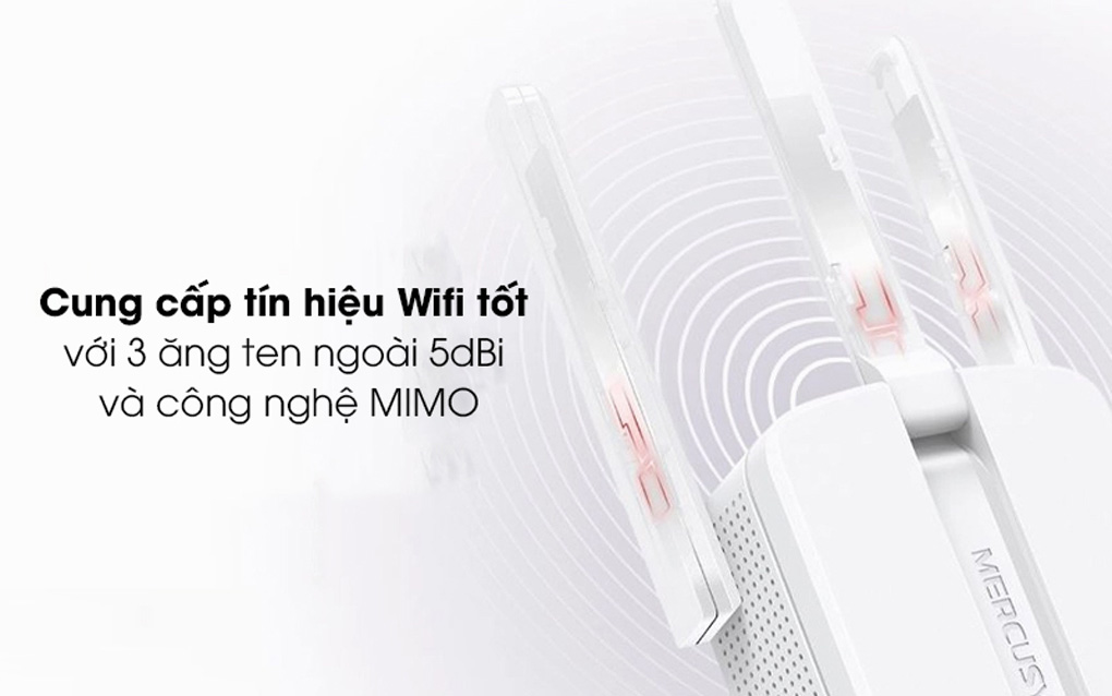 Mercusys MW300RE thiết kế với 3 ăng-ten ngoài