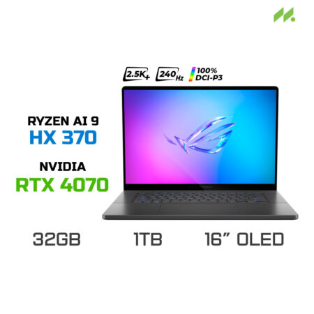 Laptop Gaming Asus ROG Zephyrus G16 GA605WI-QR156WS (Ryzen AI 9 HX 370, RTX 4070 8GB, RAM 32GB LPDDR5X, SSD 1TB, 16 Inch OLED 2.5K 240Hz 100% DCI-P3, Win 11)