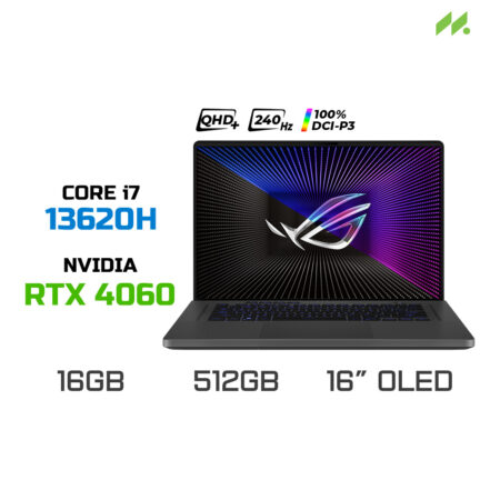 Laptop Gaming Asus ROG Zephyrus G16 GU603VV-N4022W (i7-13620H, RTX 4060 6GB, RAM 16GB DDR4, SSD 512GB, 16 Inch OLED QHD+ 240Hz 100% DCI-P3, Win 11)