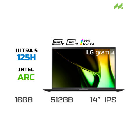 Laptop LG Gram 14Z90S-G.AH55A5 (Ultra 5 125H, Arc Graphics, RAM 16GB LPDDR5X, SSD 512GB, 14 Inch IPS WUXGA 99% DCI-P3)