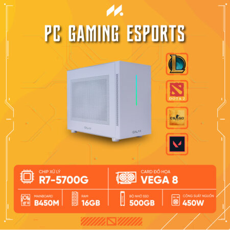 PC Gaming Esports R7 MINI (Ryzen 7 5700G, Radeon Graphics, Ram 16GB, SSD 500GB, 450W, Win 11)