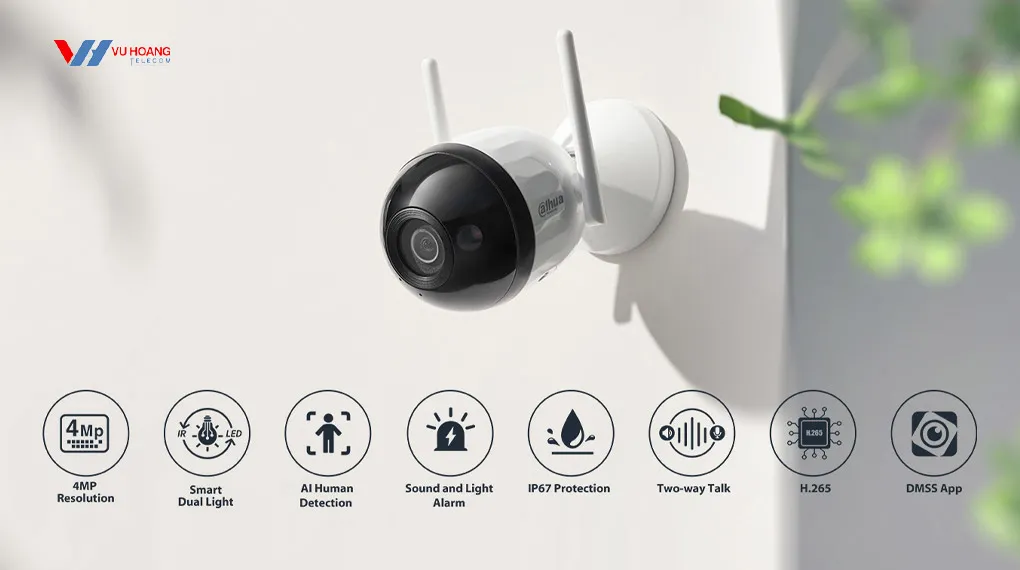 Camera IP Wifi Bullet C1 4MP Smart Dual Light DAHUA DH-F4C-PV