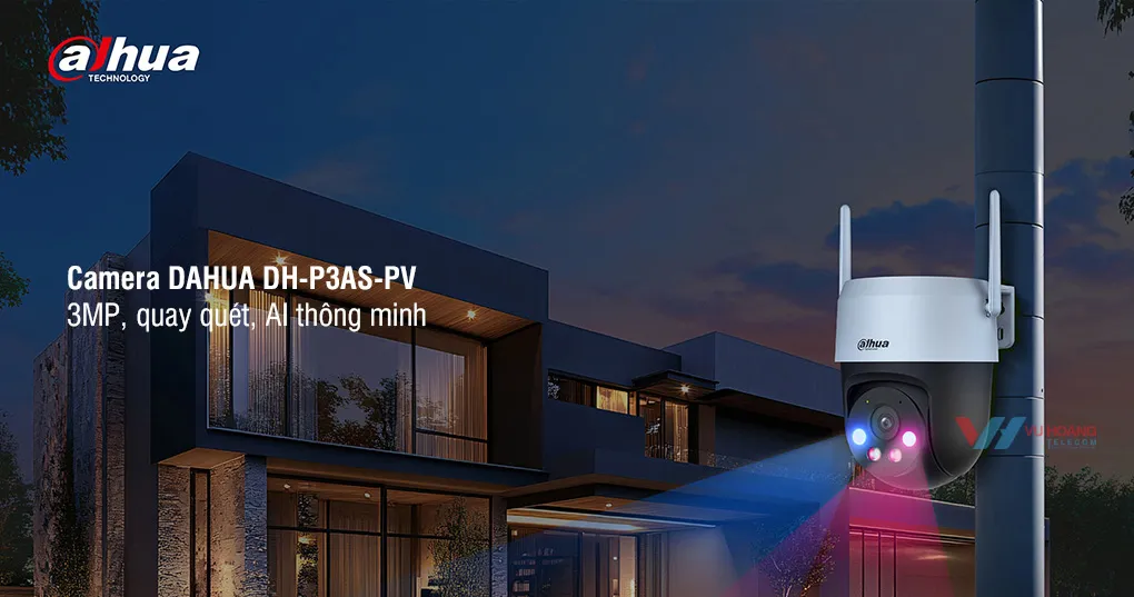 Camera DAHUA DH-P3AS-PV 3MP, quay quét, AI thông minh giá tốt tại Vũ Hoàng Telecom