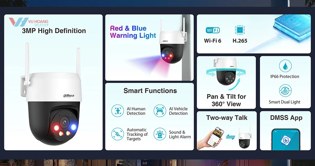 Hình ảnh 3MP và quay quét linh hoạt