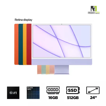 Apple iMac M1 24 Inch 2021 (Apple M1, 8-Cores GPU, Ram 16GB, SSD 512GB, 24 Inch Retina 4.5K)