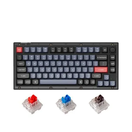 Bàn phím cơ Keychron V1 Full Assembled Knob Black Translucent Led RGB HotSwap Keychron K Pro Switch Red / Blue / Brown