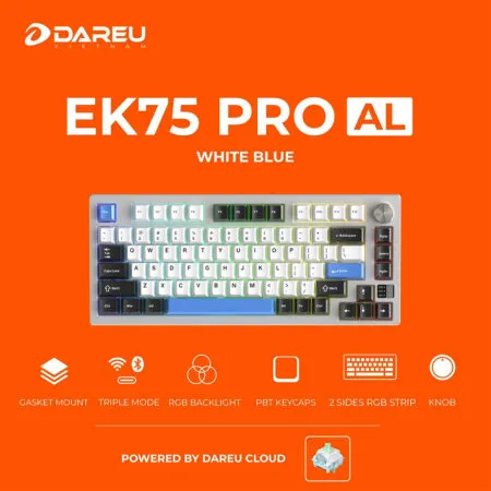 Ban Phim Co Khong Day Dareu Ek75 Pro Al Rgb Hotswap Cnc Aluminum Dareu Sw 12