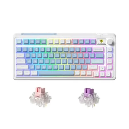 Bàn phím cơ không dây FL-Esports CMK75 SAM Lake Placid Blue 3 Mode Led RGB HotSwap FLCMMK Ice Switch Pink/Violet