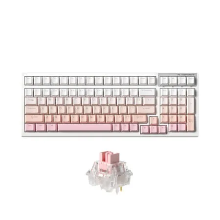 Bàn phím cơ không dây FL-Esports FL100 CPM Gradient Pink 3 Mode Led RGB HotSwap FLCMMK Ice Pink Switch