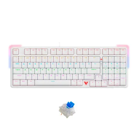 Ban Phim Co Rapoo V500 Pro 98 2024 White Edition Multi Led Rapoo Sw 03