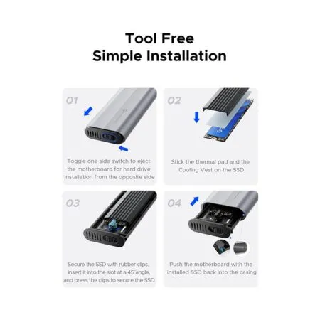 Box Di Dong Ssd M 2 Pcie Nvme To Usb 3 2 Gen2 Type C Orico Axm2 G2 V1 Gy Bp 44