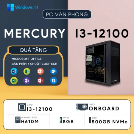 PC ST Văn Phòng i3-12100 (i3-12100, UHD 730 Graphics, Ram 8GB, SSD 500GB, 500W, Win 11)