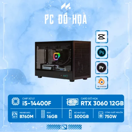 PC Đồ Họa i5-3060 ( i5-14400F, RTX 3060 OC 12G, Ram 16GB, SSD 500GB, 650W )