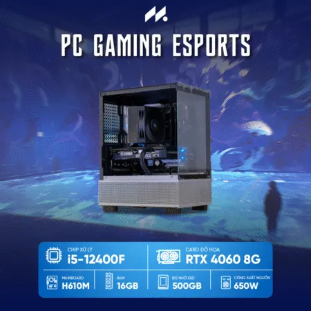 PC Gaming Esports I5-4060 LITE (i5-12400F, RTX 4060 8GB, RAM 16GB, SSD 500GB, 650W, WIN11)