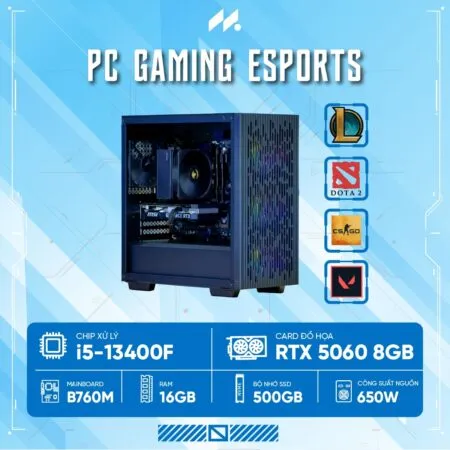 PC Gaming Esports i5-5060 ( i5-14400F, RTX 5060 8GB, RAM 16GB, SSD 500GB, 650W )