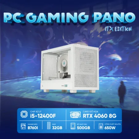 PC Gaming Esports ITX I5-4060 WHITE ( i5-12400F, RTX 4060 8GB, RAM 32GB, SSD 500GB, 650W )