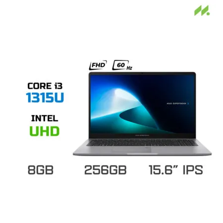 Laptop ASUS ExpertBook P1 P1503CVA-I308256-63W (i3-1315U, UHD Graphics, RAM 8GB DDR5, SSD 256GB, 15.6 Inch IPS FHD 60Hz)