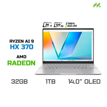 [DEMO]Laptop ASUS Vivobook S 14 M5406WA-PP071WS (Ryzen AI 9 HX 370, Radeon Graphics, RAM 32GB LPDDR5X, SSD 1TB, 14 Inch OLED 3K 120Hz 100% DCI-P3, Win 11/OFFICE 365)