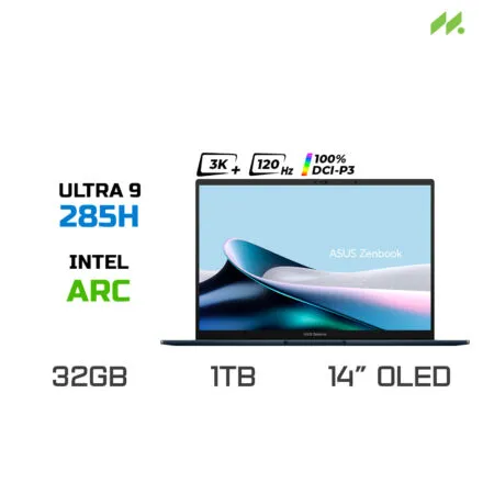 Laptop Asus Zenbook 14 UX3405CA-PZ204WS (Ultra 9 285H, Arc Graphics, Ram 32GB LPDDR5X, SSD 1TB, 14 Inch OLED 3K 120Hz 100% DCI-P3, Win/OFFICE2024)