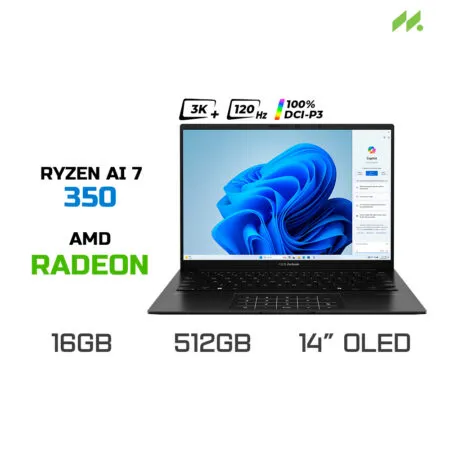 Laptop ASUS Zenbook 16 UM3406KA-PP113WS (Ryzen AI 7 350, Radeon Graphics, Ram 16GB LPDDR5X, SSD 512GB, 14 Inch OLED 3K 120Hz 100% DCI-P3, Win11/OFFICE2024)