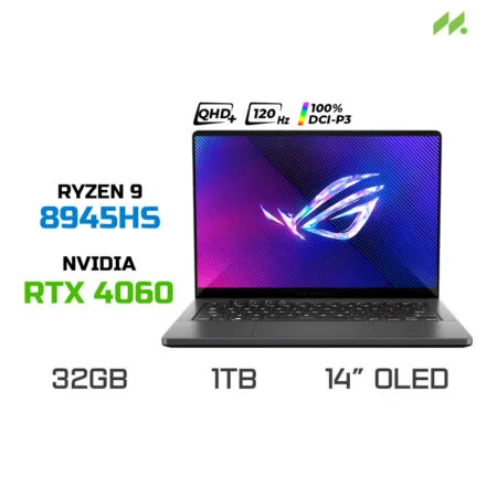 Laptop Gaming Asus ROG Zephyrus G14 GA403UV-QS202W (Ryzen 9 8945HS, RTX 4060 8GB, Ram 32GB LPDDR5X, SSD 1TB, 14 Inch OLED 3K 120HZ 100% DCI-P3)