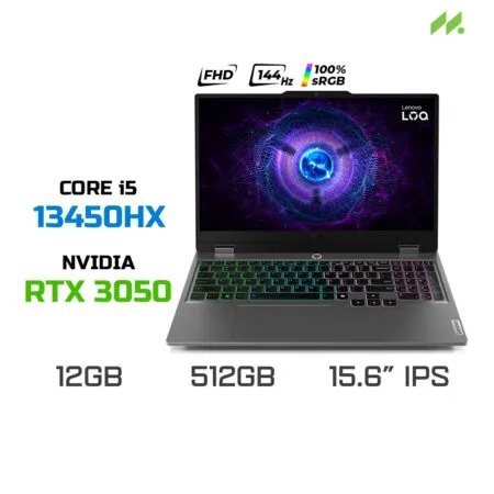 Laptop Gaming Lenovo LOQ 15IRX9 83DV012LVN (i5-13450HX, RTX 3050 6GB, RAM 12GB DDR5, SSD 512GB, 15.6 Inch IPS FHD 144Hz 100% sRGB, Win 11)