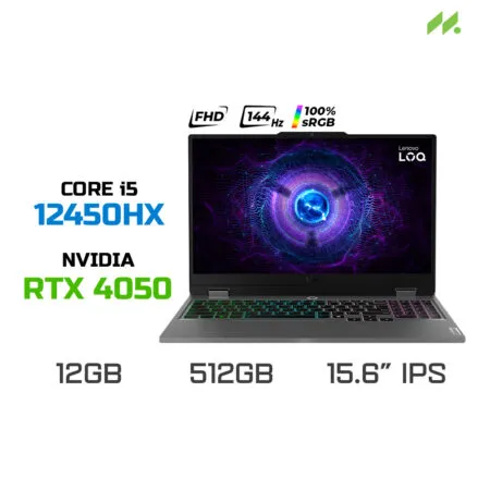 Laptop Gaming Lenovo LOQ 15IAX9 83GS001QVN (i5-12450HX, RTX 4050 6GB, RAM 12GB DDR5, SSD 512GB, 15.6 Inch IPS FHD 144Hz 100% sRGB, Win 11)