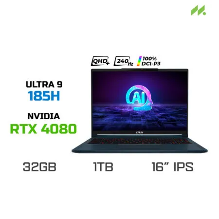 Laptop Gaming MSI Stealth 16 AI Studio A1VHG-241VN (Ultra 9 185H, RTX 4080 12GB, RAM 64GB DDR5, SSD 1TB, 16 Inch QHD+ IPS 240Hz 100% DCI-P3)
