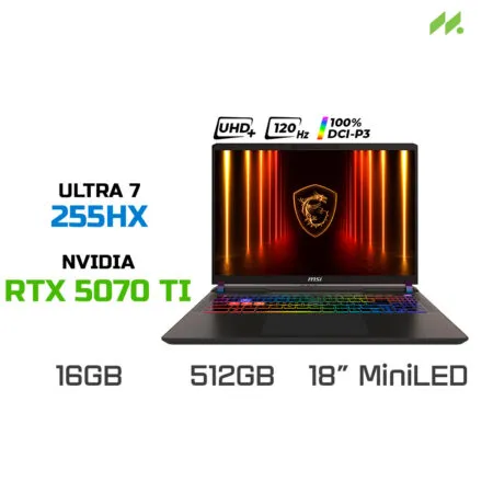 Laptop Gaming MSI Vector 16 HX AI A2XWHG-010VN (Ultra 7 255HX, RTX 5070 Ti GDDR7 12GB, SSD 512GB, 16 Inch IPS QHD+ 240Hz, 100% DCI-P3)