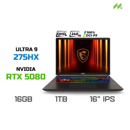 Laptop Gaming MSI Vector 16 HX AI A2XWIG-062VN (Ultra 9 275HX, RTX 5080 16GB, RAM 16GB DDR5, SSD 1TB, 16 Inch IPS QHD+ 240Hz 100% DCI-P3)