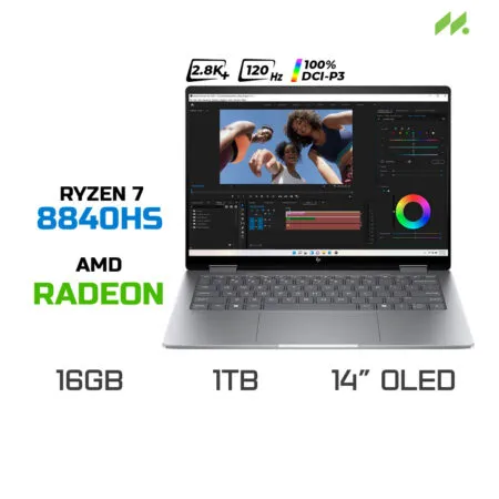 Laptop HP Envy x360 14-fa0045AU A19BMPA (Ryzen 7 8840HS, AMD Graphics, RAM 32GB LPDDR5, SSD 1TB, 14 Inch OLED 2.8K Touchscreen)