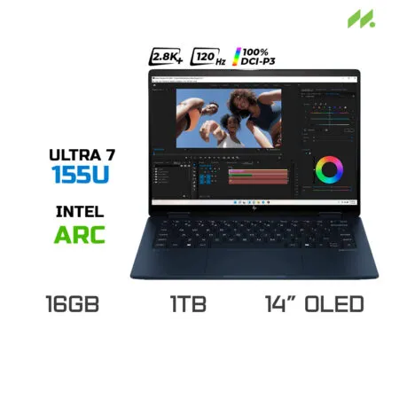 Laptop HP Envy x360 14-fc0087TU A19BXPA (Ultra 7 155U, Intel Graphics, RAM 16GB LPDDR5, SSD 1TB, 14 Inch OLED 2.8K Touchscreen)