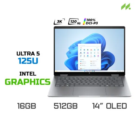 Laptop HP Envy x360 2-in-1 14-fc0094TU A19C4PA (Ultra 5 125U, Intel Graphics, Ram 16GB LPDDR5, SSD 512GB, 14 Inch OLED 3K 100% DCI-P3 Touchscreen)