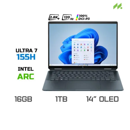 Laptop HP Spectre x360 14-eu0051TU A2NL3PA (Ultra 7 155H, Intel Arc Graphics, RAM 16GB LPDDR5, SSD 1TB, 14 Inch OLED 120Hz 2.8K 100% DCI-P3, Touchscreen)