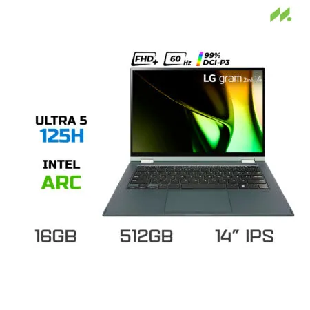 Laptop LG Gram 2024 2-in-1 14T90S-G.AH55A5 (Ultra 5 125H, Arc Graphics, RAM 16GB LPDDR5X, SSD 512GB, 14 Inch IPS WUXGA 99% DCI-P3)