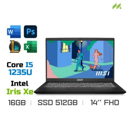 Laptop MSI Modern 14 C12MO-660VN (i5-1235U, Iris Xe Graphics, Ram 16GB DDR4, SSD 512GB, 14 Inch IPS FHD 60Hz, Win 11)