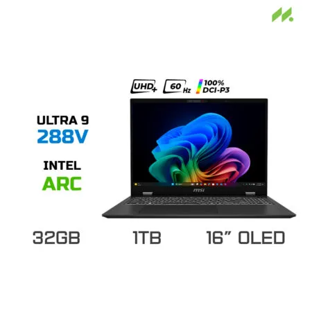 Laptop MSI Prestige 16 AI+ Evo B2VMG-016VN (Ultra 9 288V, Arc Graphics, RAM 32GB LPDDR5X, SSD 1TB, 16 Inch OLED UHD+ 60Hz 100% DCI-P3)