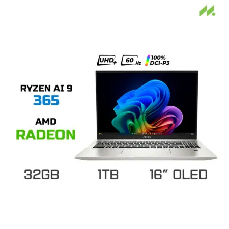Laptop MSI Prestige A16 AI+ A3HMG-045VN (Ryzen AI 9 365, AMD Radeon Graphics , Ram 32GB LPDDR5X, SSD 1TB, 16 Inch OLED UHD+ 60Hz 100% DCI-P3, Win 11)