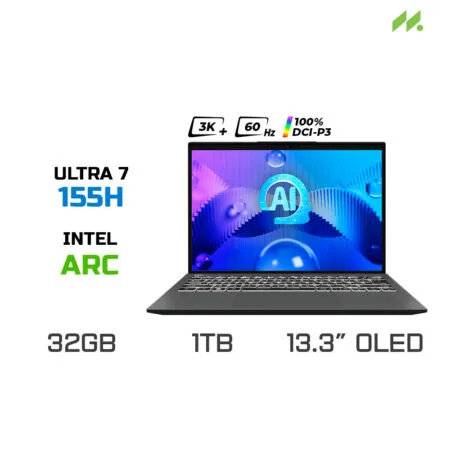 Laptop Prestige 13 AI Evo A1MG-062VN (Ultra 7 155H, Arc Graphics, Ram 32GB LPDDR5X, SSD 1TB, 13.3 Inch OLED 3K 60Hz 100% DCI-P3, Win 11)