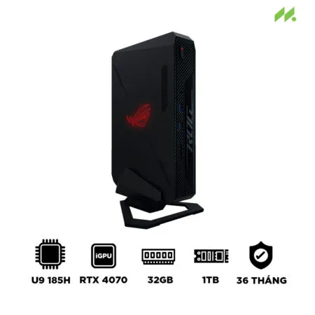 Máy tính Mini PC ASUS ROG NUC RNUC14SRKU9189A0I (Ultra 9 185H, RTX 4070 8GB, RAM 32GB DDR5, SSD 1TB, Win 11)