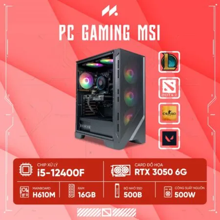 PC GAMING MSI i5-3050 (i5-12400F, RTX 3050 OC 6G, Ram 16GB DDR4, SSD 500GB, 500W)