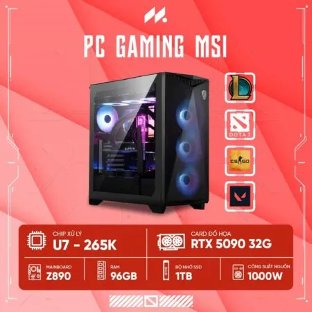 PC GAMING MSI U7-5090 ( Ultra 7 265K, RTX 5090 32G, Ram 96GB DDR5, SSD 1TB, 1000W, WIN11 )