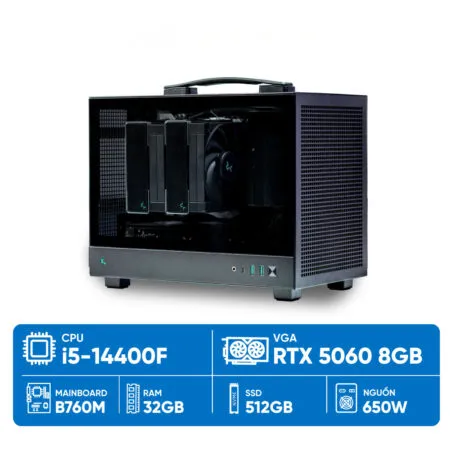 PC ST ITX I5-5060 ( i5-14400F, RTX 5060 8GB, RAM 32GB, SSD 500GB, 650W, WIN11 )