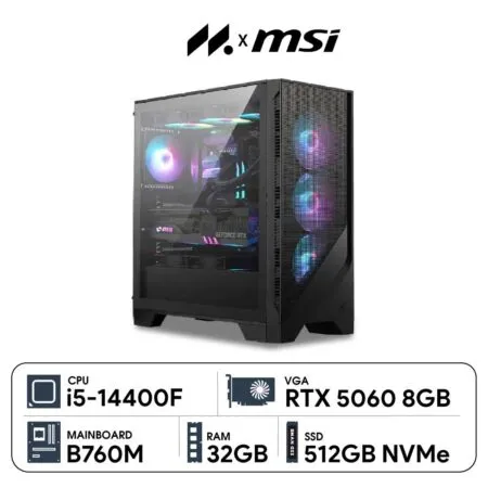 PC MSI i5-5060 (i5-14400F, RTX 5060 OC 8G, Ram 32GB DDR5, SSD 512G, 650W)