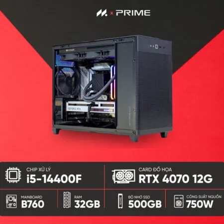 PC ASUS PRIME (i5-14400F, RTX 4070 12G, Ram 32GB, SSD 512GB, 750W)
