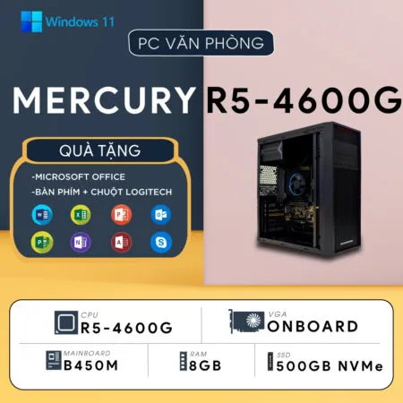 PC ST-MERCURY R5S (Ryzen 5 4600G, Radeon Graphics, Ram 8GB, SSD 500GB, 450W, Win 11)