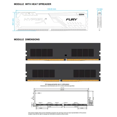 Ram Pc Kingston Hyperx Fury Black 16gb 3200mhz Ddr4 Hx432c16fb3 16 2 1