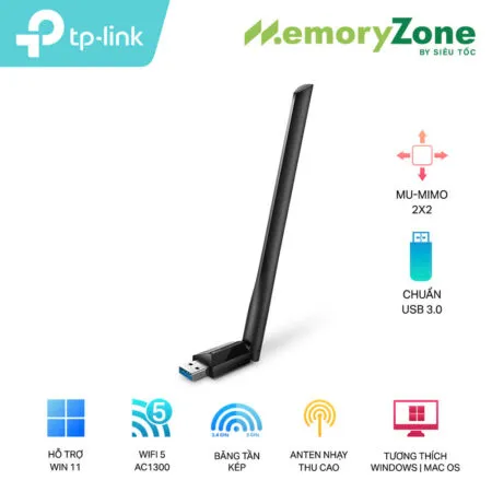 USB WiFi TP-Link 2.4/5GHz MU-MIMO AC1300 Archer-T3U-Plus