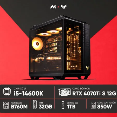 PC GAMING ASUS TUF (i5-14600K, RTX 4070 Ti Super 16G, Ram 32GB, SSD 1TB, 850W)