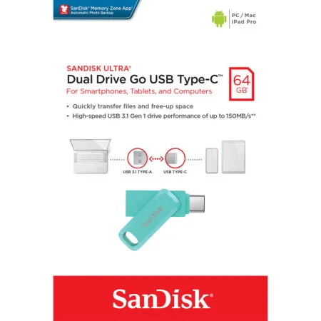 Usb 3 1 Sandisk Ultra Dual Drive Go Type C Green Ddc3 64gb Otg Sdddc3 064g G46g 3 1